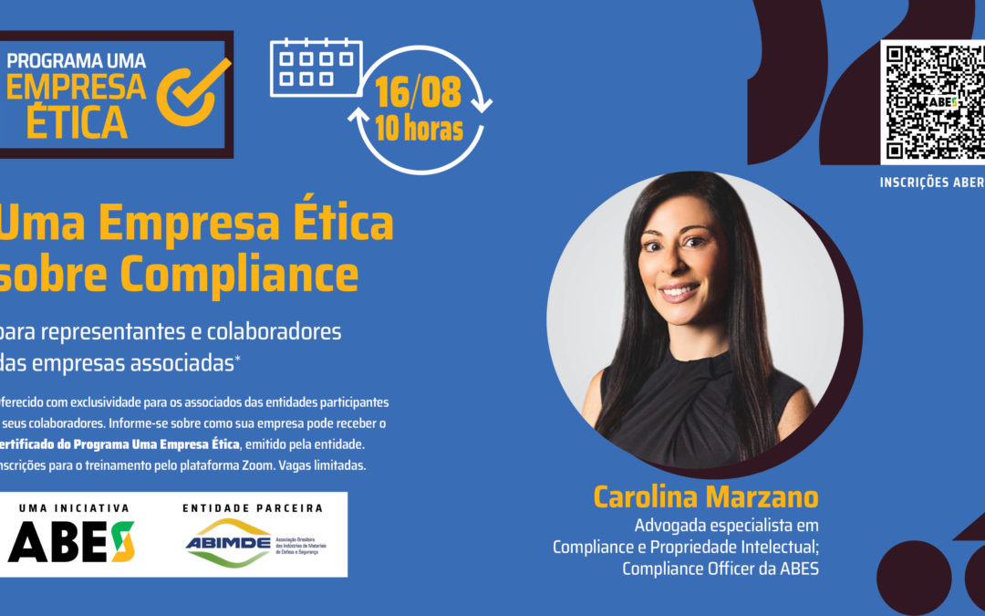 Participe: nova turma do Treinamento Uma Empresa Ética em agosto