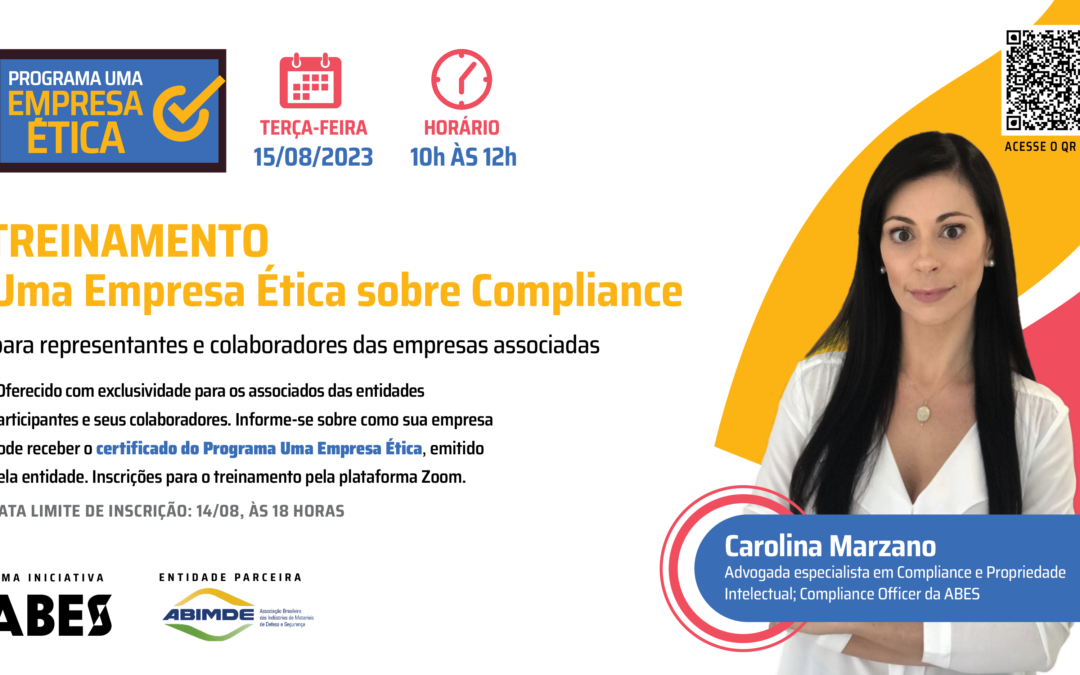 Nova turma do treinamento UMA EMPRESA ÉTICA SOBRE COMPLIANCE