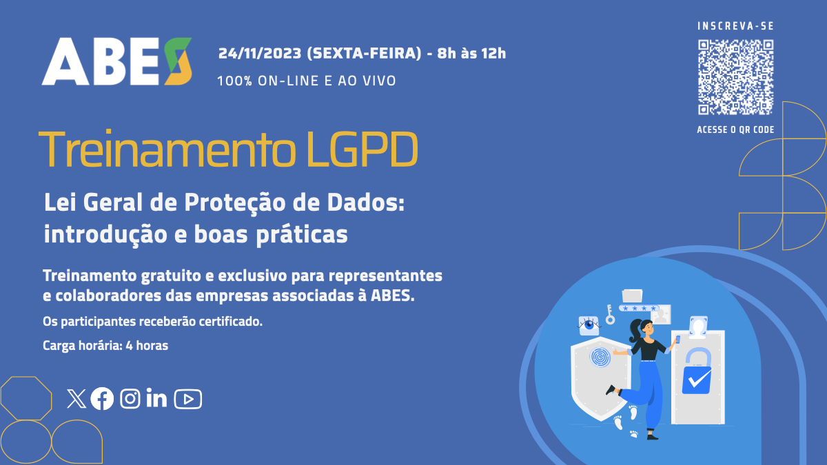 ABES promoverá Treinamento sobre a LGPD: Introdução e Boas Práticas no dia 24/11