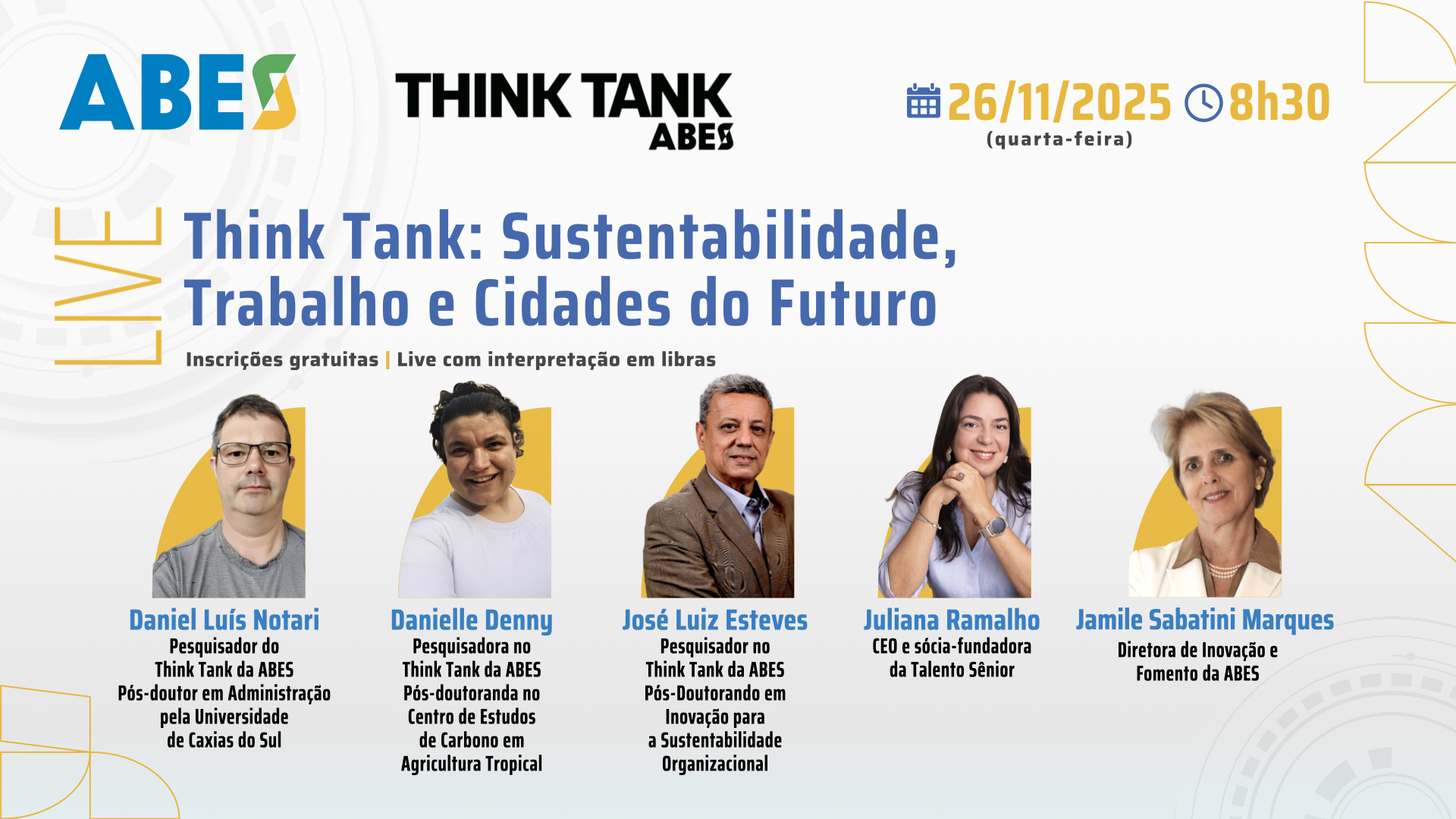 Think Tank da ABES realiza live sobre sustentabilidade, trabalho e cidades do futuro